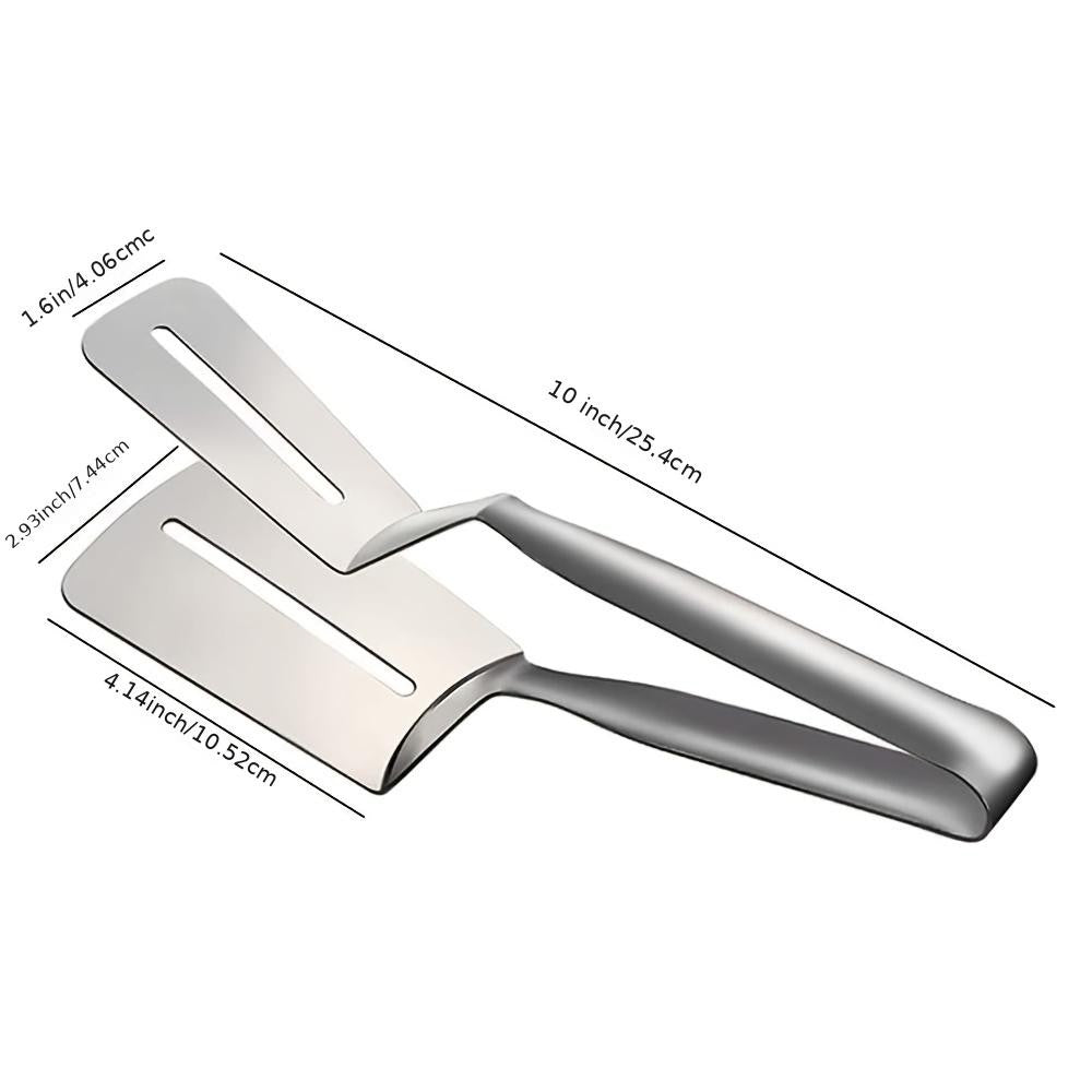 Pinça para Bife de Aço Inoxidável Utensílio de Cozinha para Churrasco Espátula para Virar Comida Pegador de Hambúrgueres Churrasco Pizza Tortas Peixe Pão