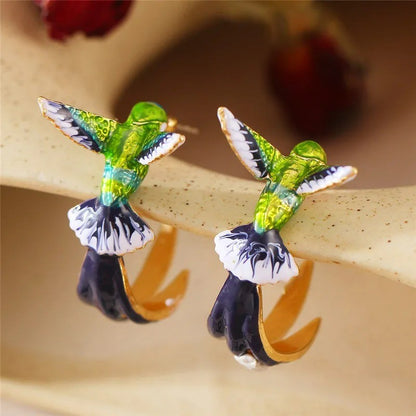 Colar de Acrílico Beija-flor Colorido Formato de Pássaro para Mulheres Meninas Pingentes de Pescoço Joias de Primavera Verão 2025 Presentes de Festa