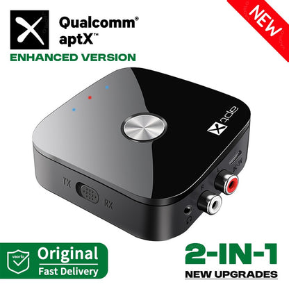 2 in 1 aptX Bluetooth Audio Transmitter Receiver 3.5MM AUX RCA Hifi Stereo Music aptX-Adaptive/HD/LL Multipoint Wireless Adapter