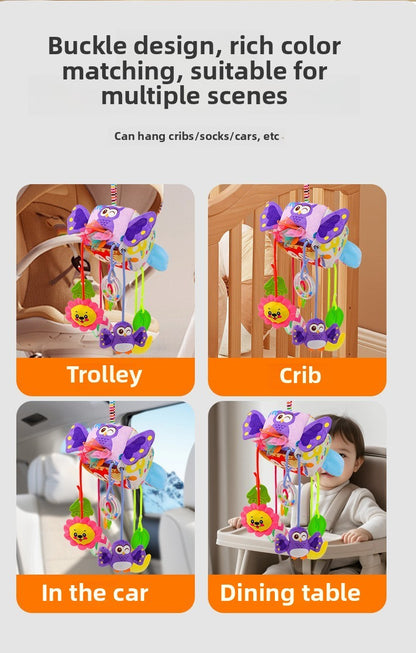 Brinquedos de Chocalho para Bebês Animais de Berço Carrinho de Bebê para Recém-Nascidos Brinquedos de Boneca de Pelúcia Educativos para Treinamento de Habilidades de Agarrar para Bebês de 0 a 12 Meses