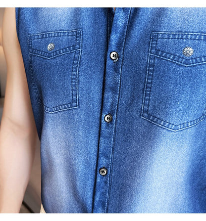 Men's Slim-Fit Sleeveless Denim Shirt Vest: WashedFabric Wrinkle-Free & Stylish Casual Wear? M-4XL