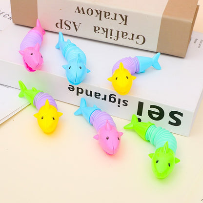 20Pcs Colorful Shark Tube Transformation Dinosaur Stress Relief Toy for Kids Birthday Party Favors Wedding Guest Pinata Gift
