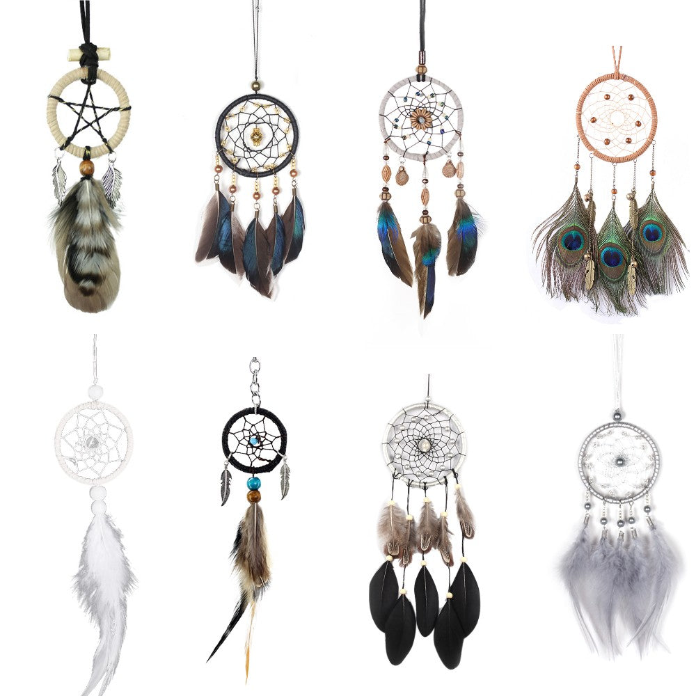 Mini Dream Catcher Car Pendant Accessory Interior for Girls Feather Mirror Hanging Pendant Home Decor Lucky Car Ornament Girls