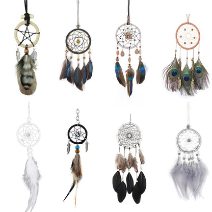 Mini Dream Catcher Car Pendant Accessory Interior for Girls Feather Mirror Hanging Pendant Home Decor Lucky Car Ornament Girls
