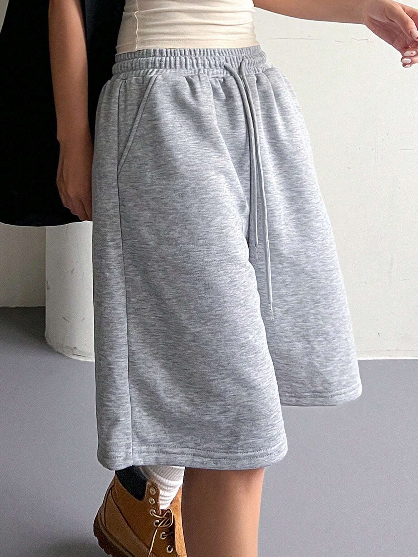 Women's solid color casual elastic drawstring shorts suitable for daily wear all seasons sports fashion