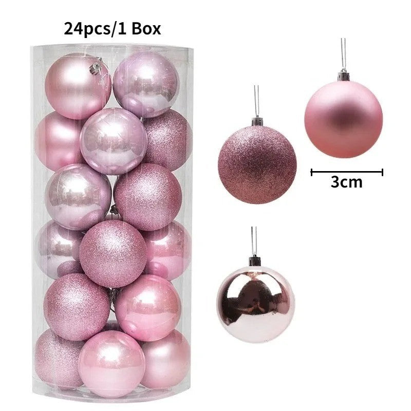 24Pcs 3cm Christmas Balls Christmas Tree Decoration Xmas Hanging Tree Pendants Home Party Christmas Tree Decor New Year Gifts