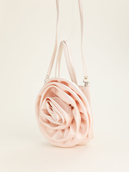 Luxury Rose Handbags Design Silk Pleated Flower Shoulder Bag Women Red Satin Round Evening Purse Wedding Party Clutches Female