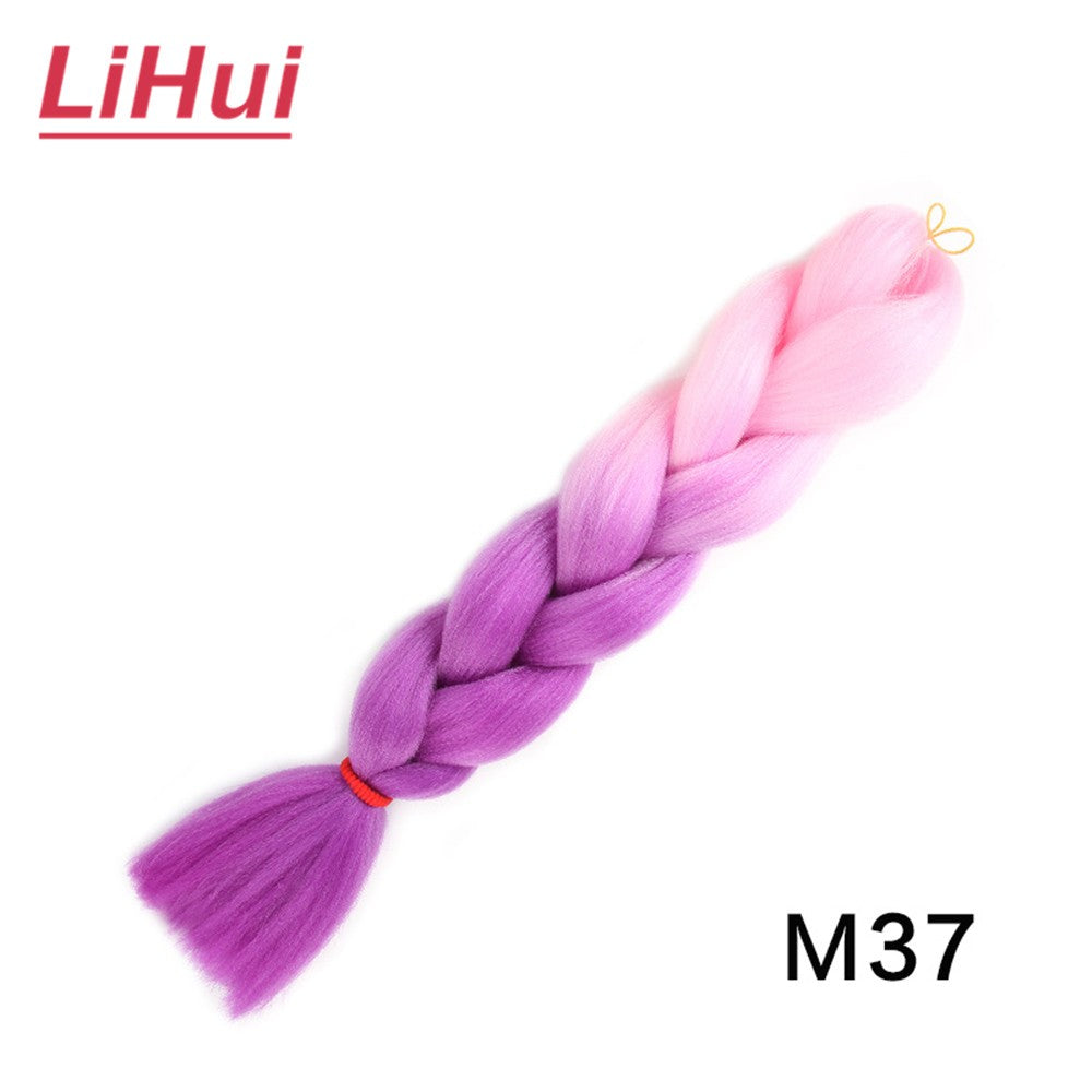 Cabelo Sintético Trança Jumbo 24 Polegadas Ombre Jumbo Extensão de Cabelo para Mulheres Tranças DIY Roxo Rosa Amarelo Cinza Lihu