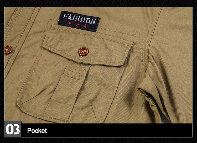 New Men's Casual Shirts Short Sleeve Pure Cotton Shirt Male Solid Oversized Military Cargo Shirts Men Clothing Shirt 5XL A2F168