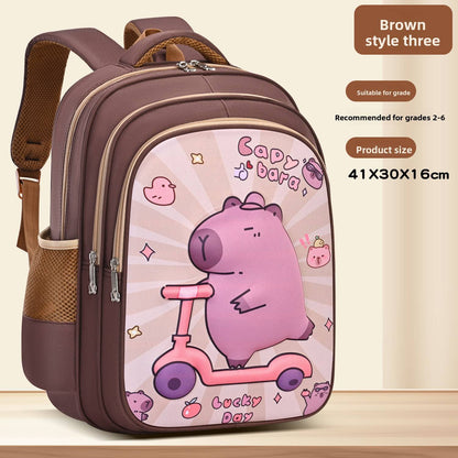Capybara Children Backpack Waterproof Student Schoolbag Large Capacity Alleviate Burden School Bag Orthopedic Backpack Book Bag