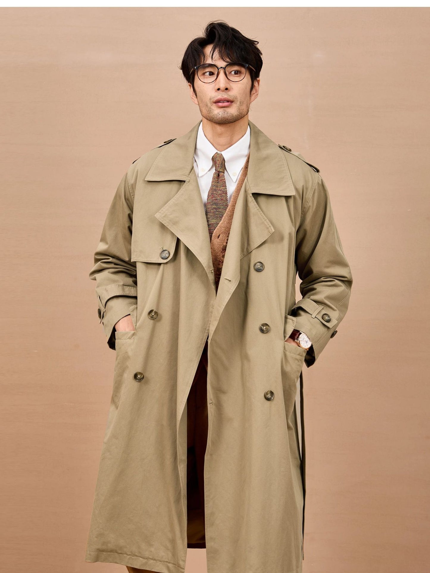 Mauroicardi Spring Autumn Long Black Khaki Trench Coat Men Shoulder Pads Double Breasted Chic British Style Fashion Clothes 2025