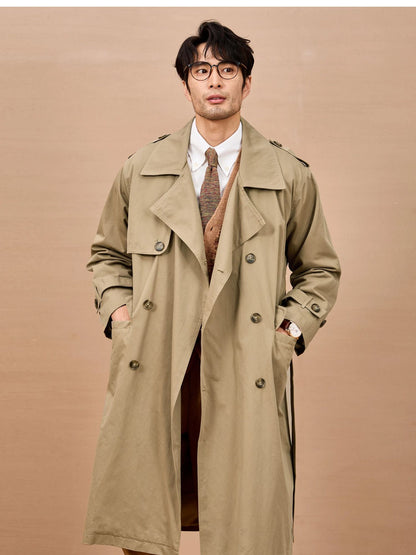 Mauroicardi Spring Autumn Long Black Khaki Trench Coat Men Shoulder Pads Double Breasted Chic British Style Fashion Clothes 2025