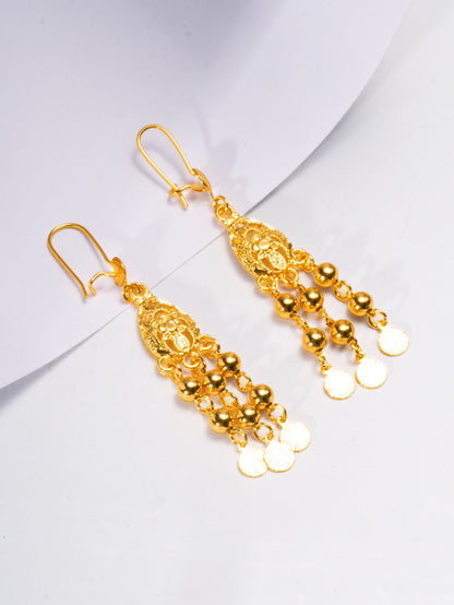 AU999 24K Gold Women's Ear Hanging Earrings - Elegant Dangle Jewelry