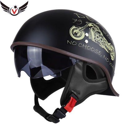 V Half-helmet for Harley Motorcycle Cocked Helmet Retro Helmet Lightweight Four Seasons Unisex Helmet Motorcycle Accessories