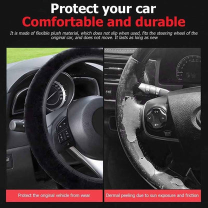 Plush Warm Winter Car Steering Wheel Cover, Universal Fluffy Warm Winter Steering Wheel Protector, Elastic Anti-Slip Car Steerin
