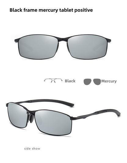 Óculos de Sol Polarizados com Armação de Metal e Lentes Fotocromáticas, Visão Noturna, Adequados para Esportes, Ciclismo, Pesca, Condução e Acampamento