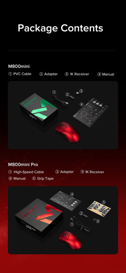 Delux M800mini Wireless Gaming Mouse, 46g Lightweight,PAW3395/PAW3311,1KHz Polling Rate for Small to Medium Hand PC Gamer