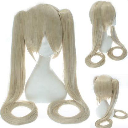 120CM Long Synthetic Hair Clips 2 Ponytails Lolita Green Pink Heat Resistant Party Wigs Synthetic Hair Hatsune Miku Wig Cosplay