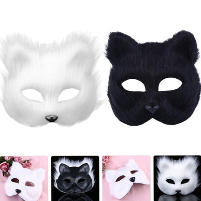 Fox Shape Face Eye Mask Christmas Carnival Party Cosplay Cat Animal Hair Mask Halloween Costume Props Makeup Plastic Face Mask