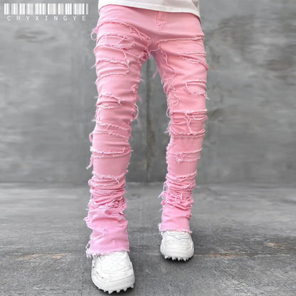 Novas calças jeans com pernas retas, jeans retrô, estilo urbano, moda ins, estilo explosivo, calças jeans masculinas retrô elásticas, novas.