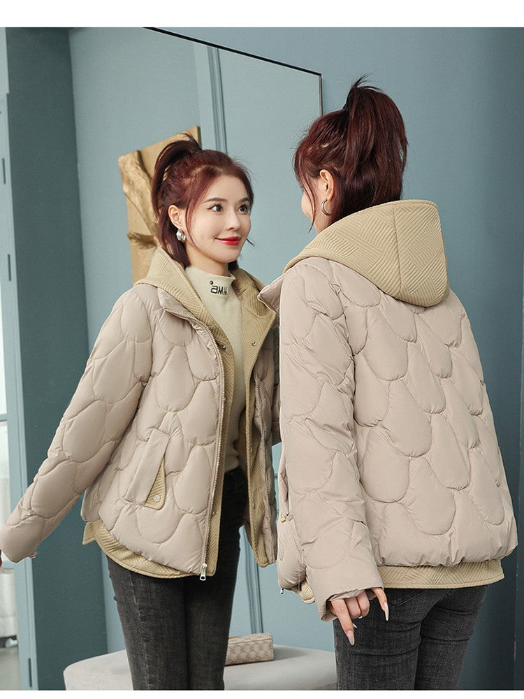 Fitshinling Fashion New In Warm Parkas Coat Outerwear Women Clothing Fake Two-piece Cotton Padded Quilted Winter Jacket Female