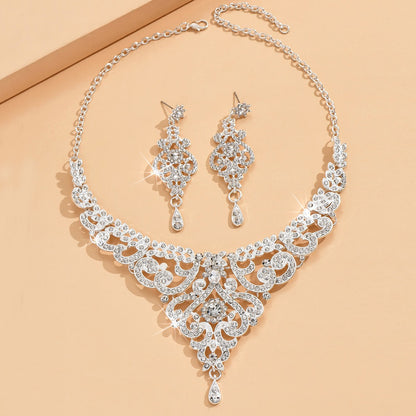 Conjunto de joias estilo palaciano com design sofisticado, joias femininas de luxo com strass incrustados