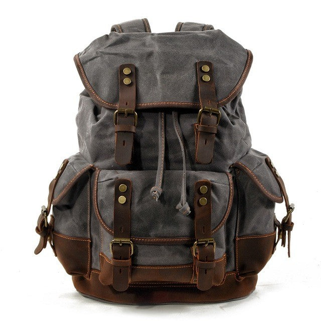 Vintage Canvas Backpacks for Men Laptop Daypacks Waterproof Rucksacks Large Waxed Mountaineering Travel Pack vintage backpack