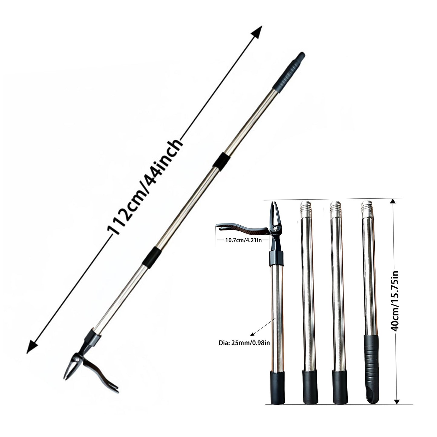 4 Claw Stand Up Weed Puller Stand Up Weed Puller 44 Inch Adjustable Handle 4 Claw Hand Weeding Tool for Garden Lawn Yard