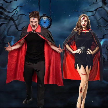 90Cm/120Cm/140Cm/150Cm Halloween Costumes for Men and Women, Role-Playing Apparel, Adult Stand-Collar Cape, Black and Red Reversible Long Robe, Unisex Adult Style, Reversible Stand-Collar Long Robe Cape