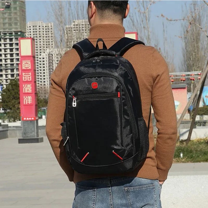 Mochila Escolar Estudantil de Grande Capacidade, Cor Sólida Casual, Material Oxford, Mochila Masculina Nova, Multifuncional, Bolsa Simples