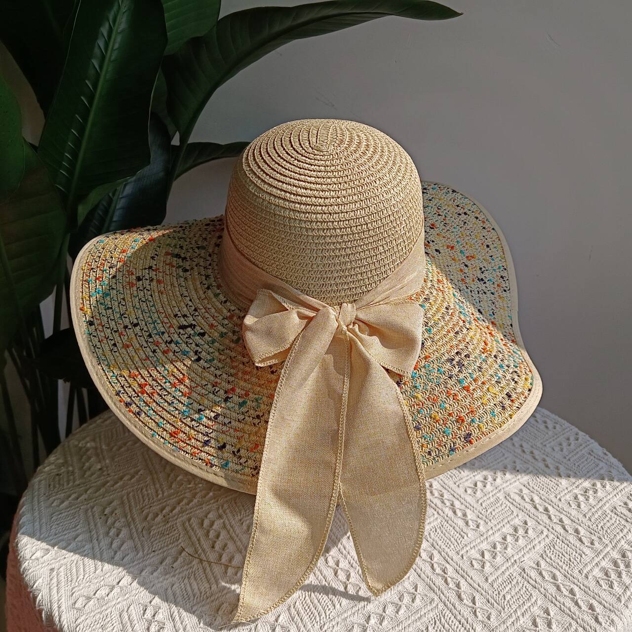 Chapéu de Palha Dobrável de Praia Proteção UV Chapéu de Sol Aba Larga para Viagem ao Ar Livre Férias Chapéu de Praia Dobrável chapéu de sol para mulher