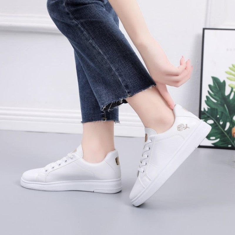 Shoes 2025 Women Running Spring Autumn Fashion White Breathable Embroidered Flower Lace-Up Casual Sneakers Zapatos De Mujer