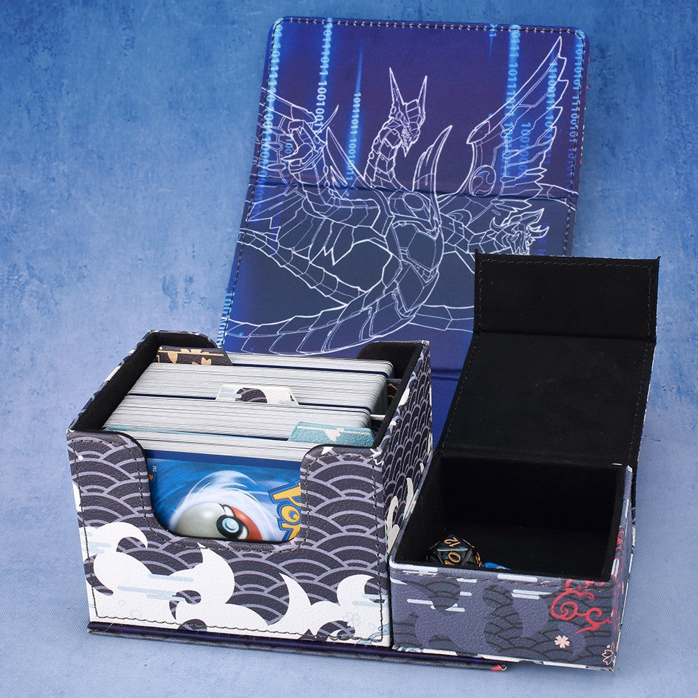 Caixa de Deck Cyber End Dragon Dicewinder para YGO, Armazena 100 Cartas com Double-Sleeve, Caixa de Armazenamento de Cartas com Bandeja de Dados para TCG MTGames PTCG OPCG