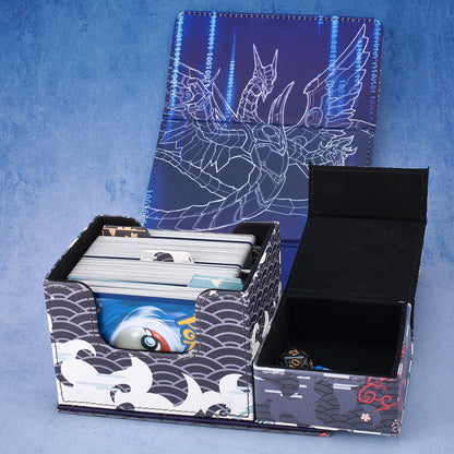 Caixa de Deck Cyber End Dragon Dicewinder para YGO, Armazena 100 Cartas com Double-Sleeve, Caixa de Armazenamento de Cartas com Bandeja de Dados para TCG MTGames PTCG OPCG