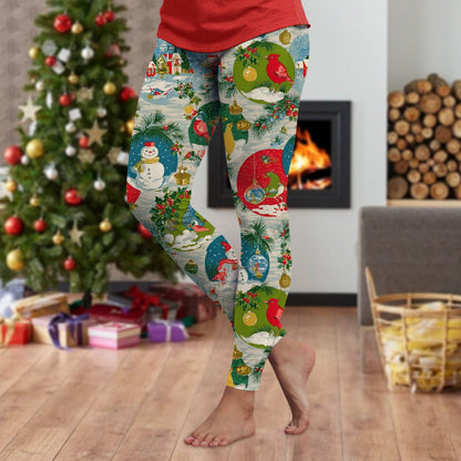 3d Cartoon Pattern Christmas Women's Leggings High Waist Slim Stretch High Waist Tights New Year Home Party Pant Bottom Legging