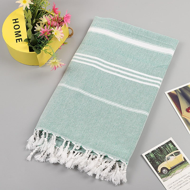 100X180cm oversized tassel Turkish cotton towel, blanket, suitable for bathing, beach,swimming pool, SPA, gym Striped bath towel