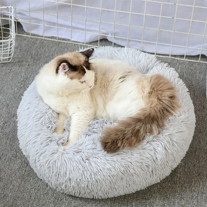 Casa de Cama Redonda para Gatos, Cama Macia de Pelúcia Longa para Cães, Cesta, Produtos para Animais de Estimação, Almofada para Gatos, Tapete para Gatos, Sofá para Dormir, Adequado para o Inverno