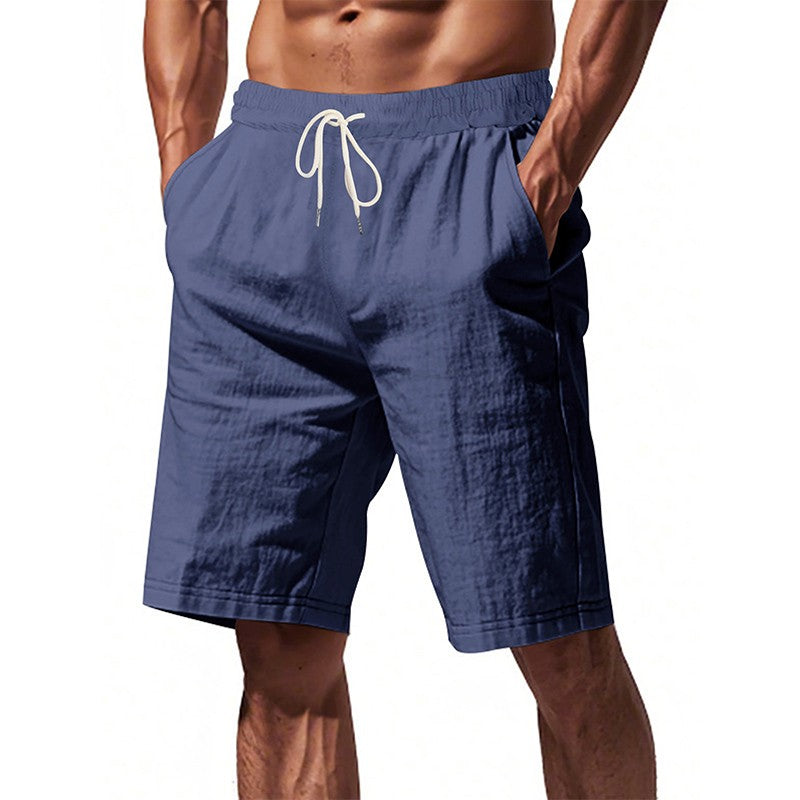 New Men's Cotton Linen Shorts Pants Male Summer Breathable Solid Color Linen Trousers Beach Shorts Fitness Streetwear