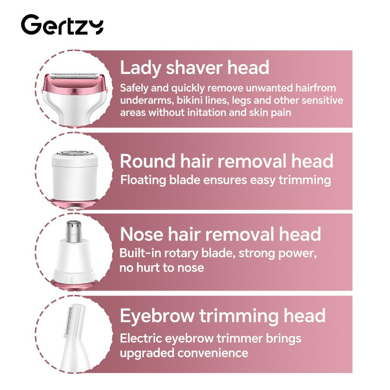 USB four in one electric shaver - suitable for face, nose, legs, armpits, painless trimmer - portable beauty toolkit