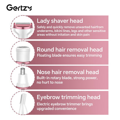 USB four in one electric shaver - suitable for face, nose, legs, armpits, painless trimmer - portable beauty toolkit