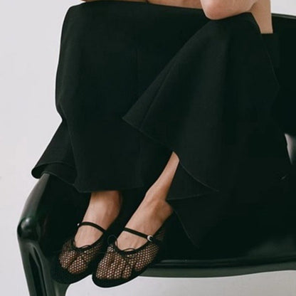 Mesh Summer Ballet Flats Shoes Women Buckle Strap Breathable 2025 New Flats Shoes Ladies Black Mary Janes Footwear Loafers