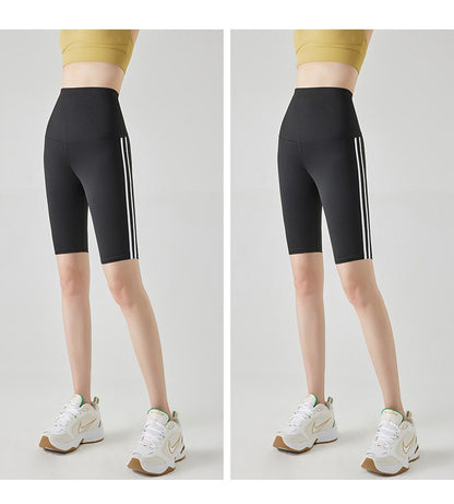 Five-point Summer Versatile Pants Side Stripe Sports Shark Pants Women's Outerwear Long Pants High Waist Seamless Barbi