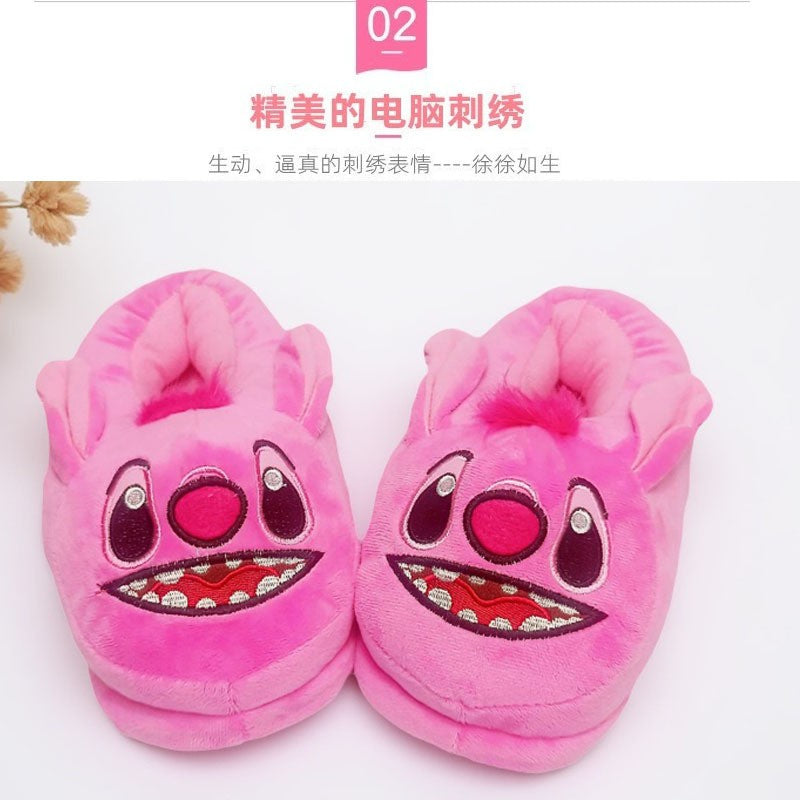 Chinelo de Algodão Disney Stitch Anime Desenho Animado Quente de Inverno Para Dentro de Casa Brinquedos Pelúcia Pantufas Feminino Menina Presentes de Natal