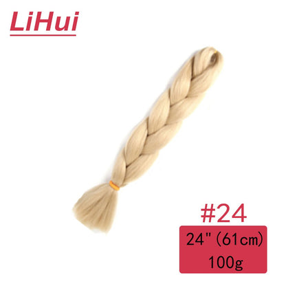 Cabelo Sintético Trança Jumbo 24 Polegadas Ombre Jumbo Extensão de Cabelo para Mulheres Tranças DIY Roxo Rosa Amarelo Cinza Lihu