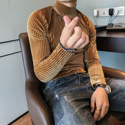 Men's High Street Simplicity Slim Tops Tees Spring Autumn New Long Sleeve All-match Korean T Shirts Vintage Fashion Men Clothing