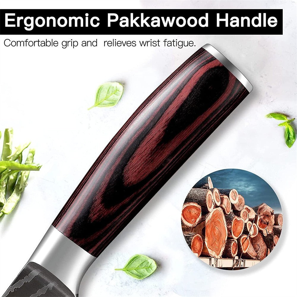 Faca de Chef ZENG Conjunto de Facas de Cozinha em Aço Inoxidável Padrão Aço Damasco Cutelo Fatiador Frutas Santoku Faca de Chef Ferramenta de Cozinha
