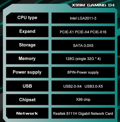 Computador Gamer ARGB X99 LGA 2011-3 Placa-Mãe XEON Intel E5 2620 2666 2670 2678 V3 V4 suporte para Memória DDR4 RECC NON-ECC NVME
