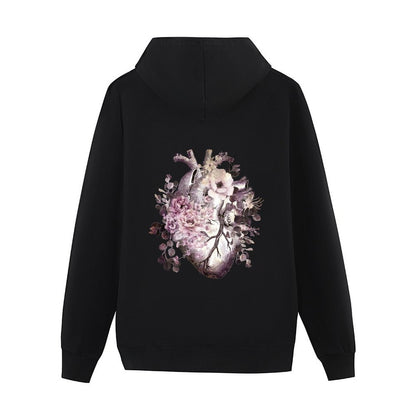 Bloom Floral Heart Human Anatomy pink watercolor style flowers Hoodie fashion men new hooded tee