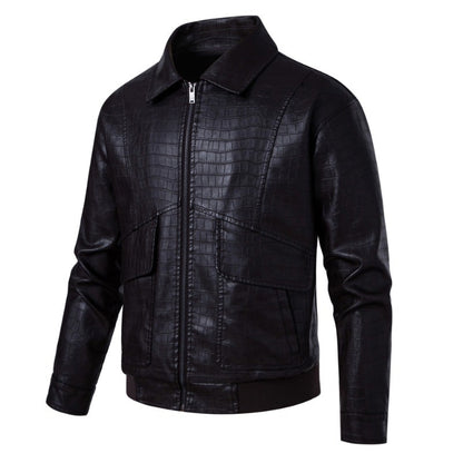 New Fashion Men's Spring Autumn Lapel Casual Pu Leather Loose Motorcycle Jacket