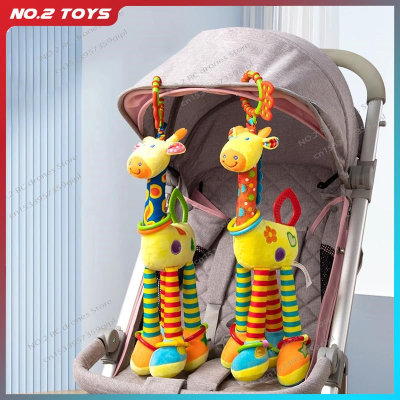 47CM Baby Stroller Soother Hanging Doll Giraffe with Soft Cotton Crib Bell Infant Bed Game Educational Toy for Son Daughter Gift